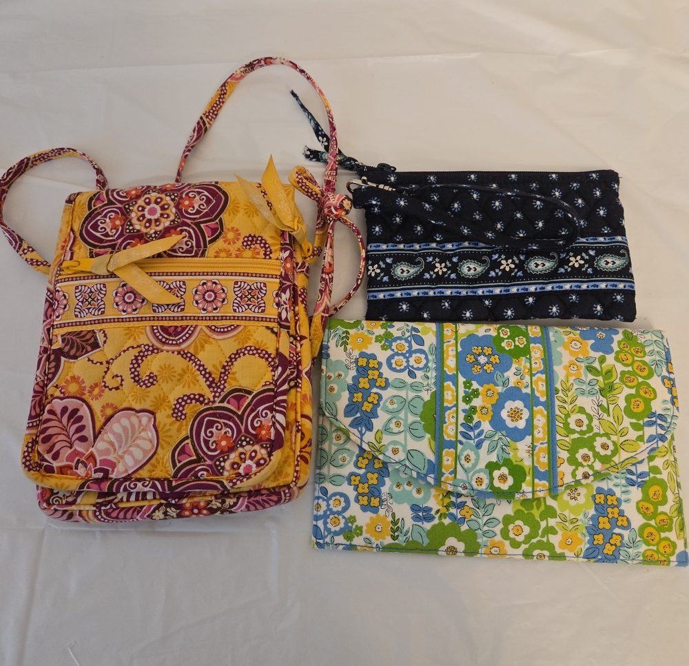 Vera Bradley 3-Piece Bag Bundle Floral Paisley Crossbody Wristlet Pouches